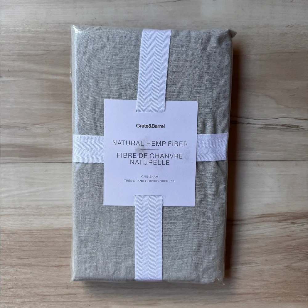 Crate&Barrel Gray Natural Hemp Fiber King Pillow Sham